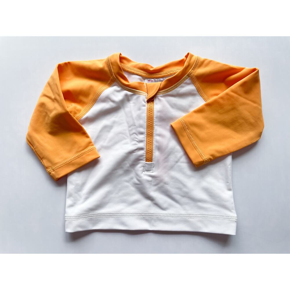 Baby Boys Hanna Andersson Orange and White Rash Guard Swim Shirt Size 3-6 Months